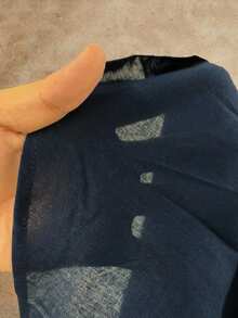 HIMLAND 男士梭织短袖纽扣衬衫，蓝色字母贴片，夏季休闲风格 - 藏蓝色 - 查看 4