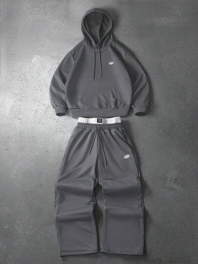 PAVTROS 男士休闲百搭连帽衫和运动裤套装