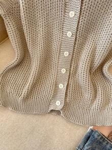 Franclia 女士百搭简约时尚通勤毛衣背心 - 灰色 - 查看 4