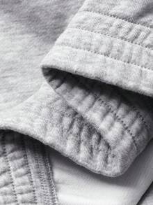 DAZY Men's Thickened Oversized Gray & Red Contrast Stitching Half-Zip Pullover Sweatshirt Set, Autumn/Spring