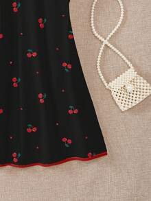 Đầm bé trai kiểu dáng thường ngày dễ thương in hình trái tim nhỏ và quả anh đào, viền bèo nhún đơn giản, thích hợp cho mùa hè. - Nhiều màu - Xem 5