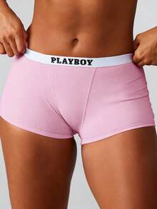 Missguided x Playboy Pantaloni scurți tip boxer cu logo și talie cu logo, pentru lenjerie intimă confortabilă de zi cu zi.
