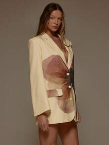 MUSERA 超大印花西装裙，情人节性感可爱派对浪漫夜晚外出场合冬季假期春夏季假期优雅假日之选 - 彩色 - 查看 4