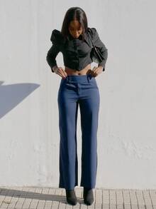 Yess Loren Women's Solid Color Casual Pants, Simple And Fashionable For Daily Wear Fall Cloth For Women - Navy Blue - View 4