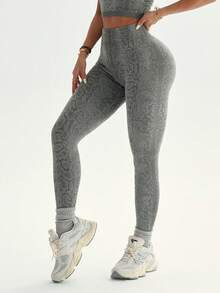 Casual Comfortable Breathable High Elasticity Seamless Leggings - Grey - View 4