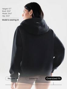 GLOWMODE Heavyweight Fleece Oversized Hoodie Jacket Thick Thermal Warm Winter - Black - View 2