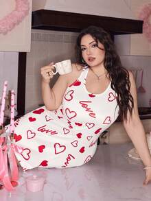 SHEIN 加大码甜心印花无袖睡裙 - 彩色 - 查看 6