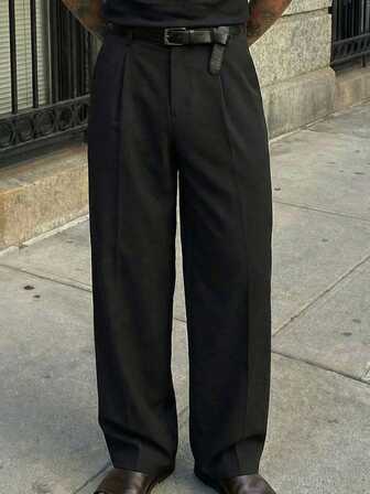 GENTILAND Pantalones anchos de unicolor versátiles y casuales para hombres