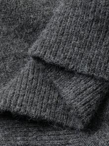 DAZY Men's Letter Print Half-Zip Hooded Sweater, Grey, Autumn - Grey - View 8