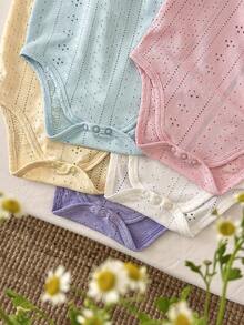 LMoss Kids Set de 5 bodys de punto de unicolor lindos para bebé niña, para verano - Multicolor - Ver 6