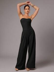 Silquee Women's Solid Color Fitted Bandeau Top, Minimalist & Fashionable,Summer Top - Black - View 7