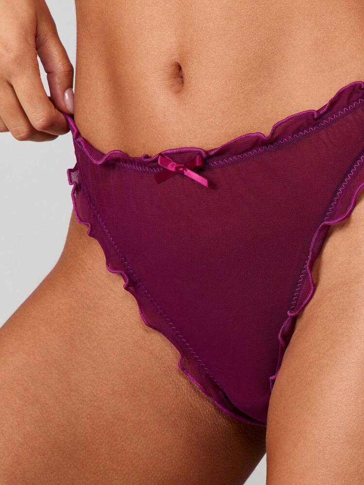MISSGUIDED Conjunto de Sutiã Bralette e Calcinha Combinando com Detalhes de Laço Recortado, Tecido de Tule Macio, Lingerie Íntima de Duas Peças