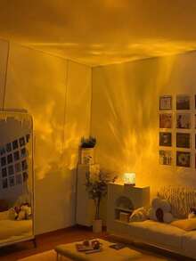 1 Pack C Shape Round Night Light Crystal Table Lamp, Creative Bedside Lamp With Rotating Water Ripple Effect, Flame Atmosphere Light With 16 Colors And Remote Control, Bedroom RGB Remote Control Night Light With Rotating Water Ripple Design, Suitable For Kids Room, Bedroom, Corridor - متعدد الألوان - مشاهدة 2