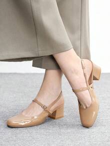 CUCCOO BIZCHIC 女士尖头搭扣设计时尚高跟鞋，适合日常穿着 - 杏色 - 查看 3
