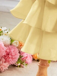 Babygirl Cute Yellow Elegant Organza Summer Dress - Yellow - View 3