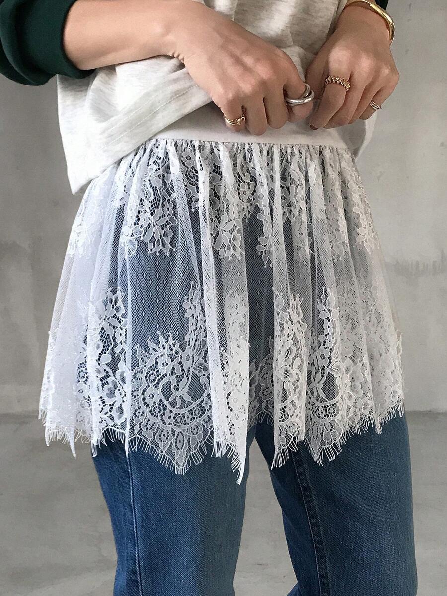 FRIFUL Women's Lace Loose Casual Versatile A-Line Skirt