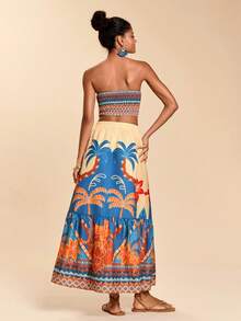 Travachic Women's Tropical Print Bandeau Top & Mini Skirt 2 Pieces Set, Beach Holiday - Multicolor - View 2