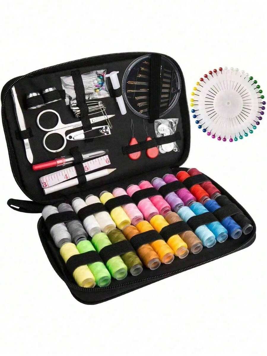130/72pcs Sewing Supplies Kit, Scissors, Thimble, Measuring Tape For DIY Home Craft - Multicolor - View 1