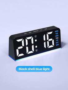 Teckwe LED Modern Multifunctional Digital Alarm Clock With Atmosphere Light, Adjustable Brightness, Date Display, USB Powered, Suitable For Bedroom Living Room Decor, Bedroom Alarm ,Back To School, Study Supplies - Multicolor - View 9