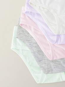 Young Girls Panties-5 Packs Soft Comfort Everyday Briefs Pastel Colors White Pink Lavender Mint Heather Gray Elastic Waistband Easy Care All Season Holiday 2026 Essential Gift Lightweight Seamless Tagless Gentle Fit Machine Washable Stretch - Pink - View 5