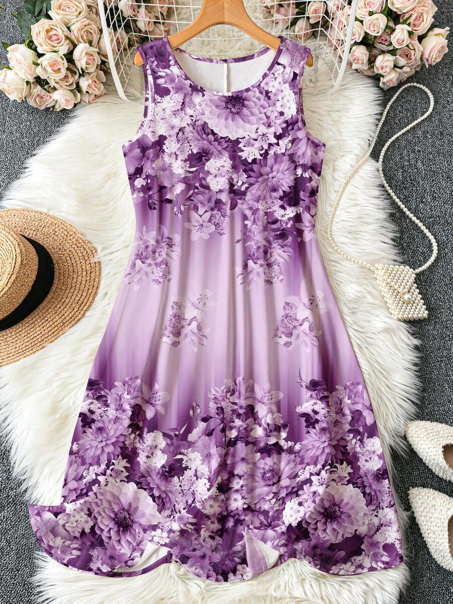 EMERY ROSE Đầm nữ cỡ lớn in hoa không tay dáng rộng thoải mái - Nhiều màu - Xem 1