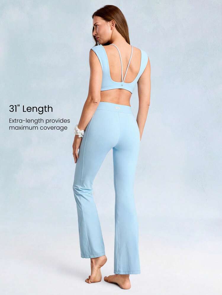 31" FeatherFit™-Ribbed Fierce Flare Buttery-Soft Curved Seam Waistband Ribbed Flared Leggings Low Impact Daily Casual Studio Yoga Pilates Wear