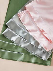 6件套纯色仿丝吊带背心和裤子套装 - 彩色 - 查看 4