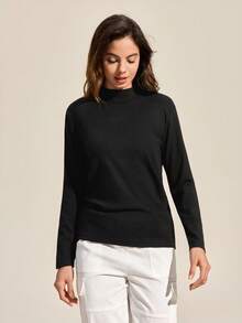 Exploreva 260g Soft Fleece Casual Solid Color Sweatshirt For Women - Black - View 4