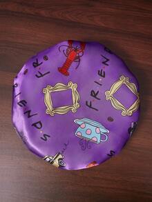 FRIENDS X SHEIN 1pc Cartoon Heart Blossom, Bubbles, Buttercup Pattern Cute Women Home Sleeping Cap - Multicolor - View 2