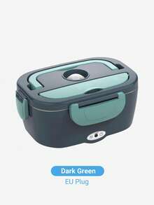 Teckwe Hộp cơm điện kiêm máy hâm nóng thức ăn, 7 trong 1, máy hâm nóng di động bằng thép không gỉ, hộp, nĩa và thìa, màu xanh lá cây, thích hợp cho người lái xe/người đi làm/làm quà tặng - Phích cắm EU - Phích cắm loại C của EU (220-240V) - Xem 10