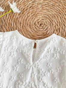 SHEIN Vintaside Kids Baby Girls' Floral Textured Fabric Blouse, Countryside Style, Cute & Fashionable, Comfortable, Suitable For Spring/Summer - White - View 8