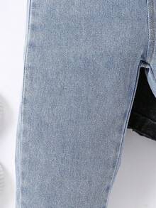 SHEIN Vintaside Kids 男婴 2 件套时尚潮流长牛仔裤，适合居家、户外和露营，秋冬季 - 彩色 - 查看 5