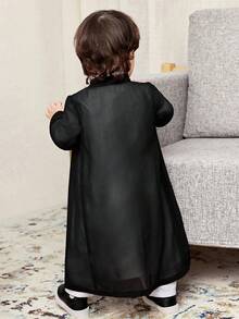 SHEIN 黑色金边长袍，可爱黑色长袍，饰有金色图案，长袖上衣，适合正式场合、生日派对、锐舞派对、盛大晚会、演出、婚礼、迎婴派对、洗礼和一周岁生日庆祝活动。 - 彩色 - 查看 2