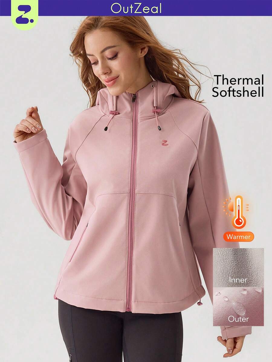 OutZeal Chaqueta de invierno para mujer de color rosa, forrada térmicamente, resistente al agua, para uso diario y casual, con bolsillos con cremallera