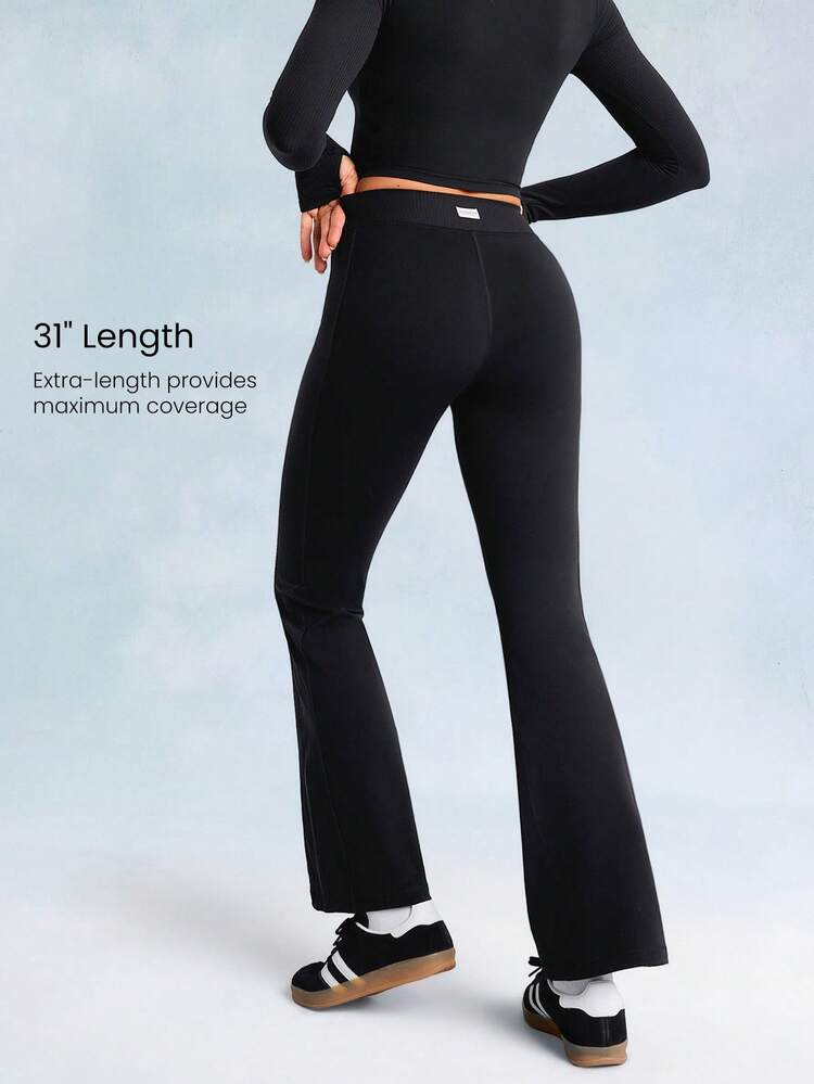 31" FeatherFit™-Ribbed Fierce Flare Buttery-Soft Curved Seam Waistband Ribbed Flared Leggings Low Impact Daily Casual Studio Yoga Pilates Wear