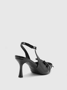 CUCCOO BIZCHIC 女士尖头搭扣设计时尚高跟鞋，适合日常穿着 - 黑色 - 查看 4