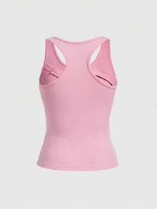 ROMWE Y2K Women's Retro Sexy Bodycon Zipper Decor Tank Top - Pink - View 2