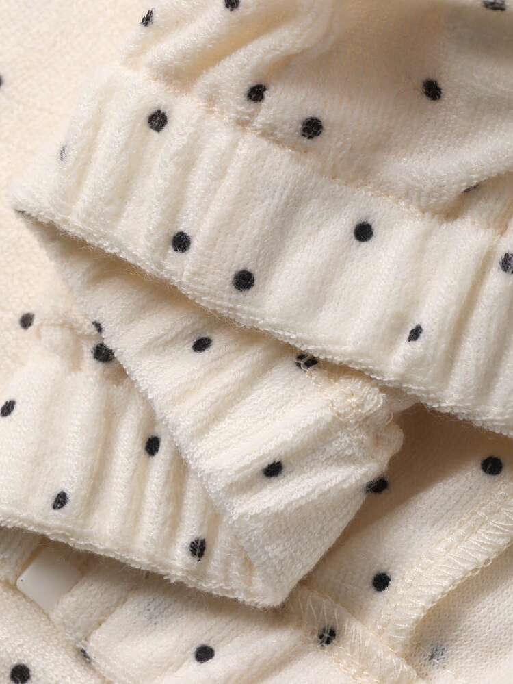 Young Girls Hooded Polka Dot Versatile Fresh Ruffled Long Sleeve Jacket, Suitable For Spring And Autumn
