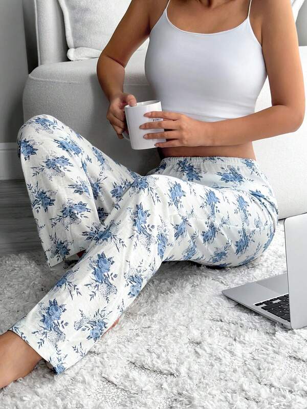 EURMUSE Women Cotton FLORAL PATTERN Long Bottoms Homewear Sleep Bottoms Sleep Pants Lounge Pants For Women Pajama Pants Ditsy Floral Pajama Pants Cotton Pajamas For Women Maternity Lounge Set Pajama Pants Set For Women Lounge Set Homewear Women
