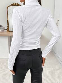 Editum Áo lót cổ cao dày dành cho nữ, đa năng cho mùa thu/đông - trắng - Xem 3