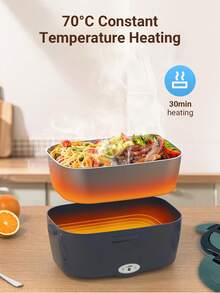 Teckwe Hộp cơm điện kiêm máy hâm nóng thức ăn, 7 trong 1, máy hâm nóng di động bằng thép không gỉ, hộp, nĩa và thìa, màu xanh lá cây, thích hợp cho người lái xe/người đi làm/làm quà tặng - Phích cắm EU - Phích cắm loại C của EU (220-240V) - Xem 4