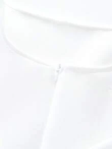 SHEIN 一件优雅可拆卸大蝴蝶结装饰拉链拼接下摆无袖修身连衣裙，适合青少年女孩日常、派对、宴会穿着。 - 白色 - 查看 5