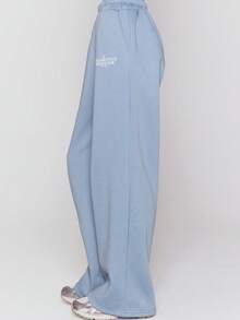 MUSERA Pantalones jogger de pierna ancha con estampado gráfico, solo Bottom del chándal, pantalones jogger cómodos y casuales para el club de café - Azul - Ver 5