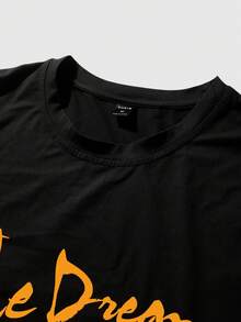 Manfinity Roghcode 4pcs/Pack Men's Casual Printed Round Neck Short Sleeve T-Shirts - Black - View 3