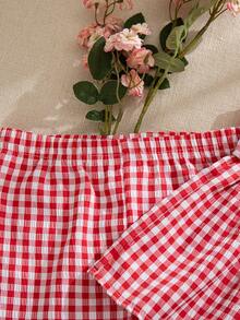 Souflis Souflis 女婴休闲时尚简约春夏红色纯色纹理编织面料吊带背心和宽松阔腿裤套装 - 彩色 - 查看 8