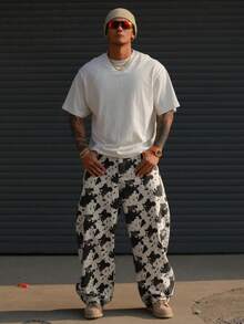 DAZY Quần jean dáng rộng họa tiết rằn ri nhiều màu dành cho nam, thích hợp cho mùa xuân/thu. - Nhiều màu - Xem 4