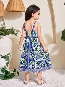 Travachic KIDS Travachic KIDS Abito casual aderente con camisole a fiori di porcellana per ragazze giovani - Multicolore - Visualizzare 2