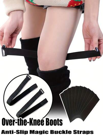 4/6/8/10/12/14/16/18/20/22PCS Adjustable Anti Slip Magic Buckle Straps Non Slip Secure Fastening Snug Fit Practical Fasteners Sturdy Construction Reinforced Buckles Nonslip Bands Boot Holders Over The Knee Boots Winter Outdoor Boot Accessories Fashion Essential Winter Wear Outdoor Activity
