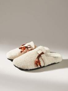 Solecia Women's Casual Slip-On Faux Shearling Slippers, Versatile For Daily Wear - White - View 2