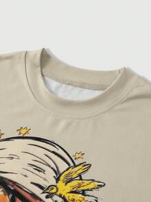 ROMWE MEN Goth 男士休闲印花短袖T恤，夏季 - 彩色 - 查看 4